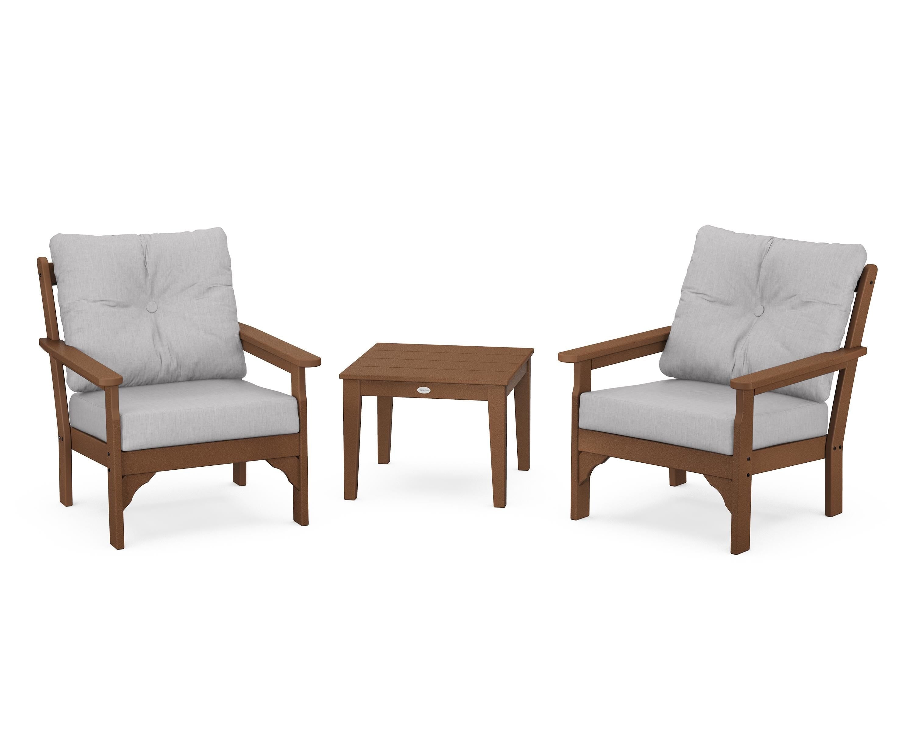 POLYWOOD® Vineyard 3-Piece Deep Seating Set in Teak / Granite