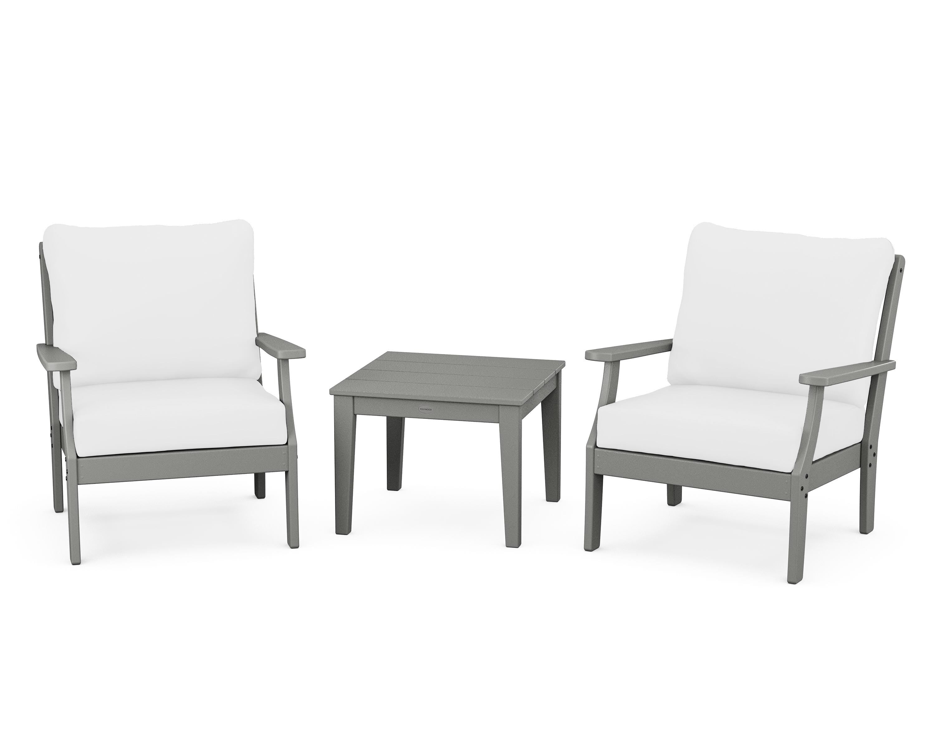 POLYWOOD® Braxton 3-Piece Deep Seating Set in Slate Grey / Natural