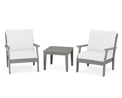POLYWOOD® Braxton 3-Piece Deep Seating Set in Slate Grey / Natural