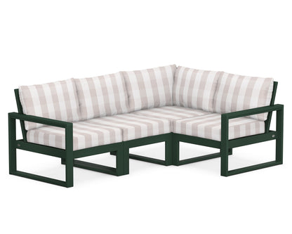 POLYWOOD® EDGE 4-Piece Modular Deep Seating Set in Green / Buffalo Plaid Dune Burlap