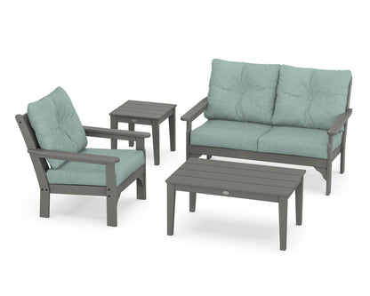 POLYWOOD® Vineyard 4-Piece Deep Seating Set in Slate Grey / Glacier Spa