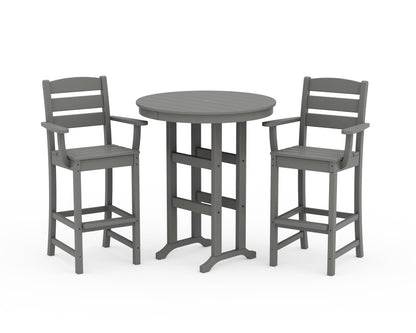POLYWOOD® Lakeside 3-Piece Round Bar Arm Chair Set in Slate Grey