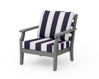 Draper James™ by  POLYWOOD® Savannah Deep Seating Chair in Slate Grey / Cabana Stripe Navy