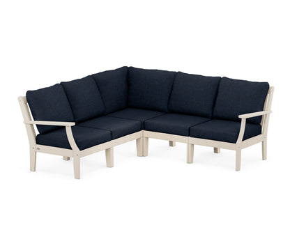 POLYWOOD® Braxton Modular 5-Piece Deep Seating Set in Sand / Marine Indigo