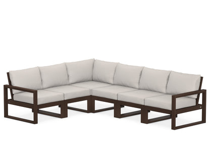 POLYWOOD® EDGE 6-Piece Modular Deep Seating Set in Mahogany / Cast Ash