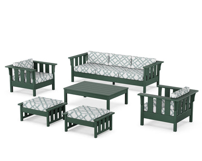Martha Stewart by POLYWOOD® Acadia 6-Piece Lounge Sofa Set in Green / Trellis Glacier Spa