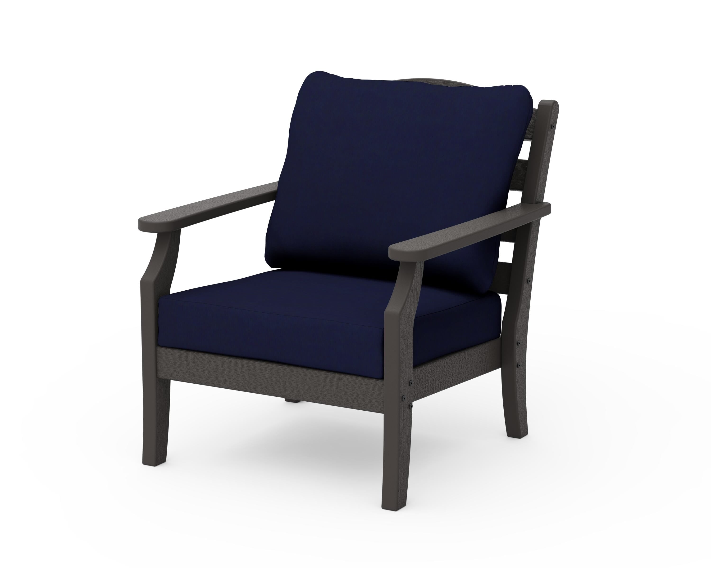 Draper James™ by  POLYWOOD® Savannah Deep Seating Chair in Vintage Coffee / Navy