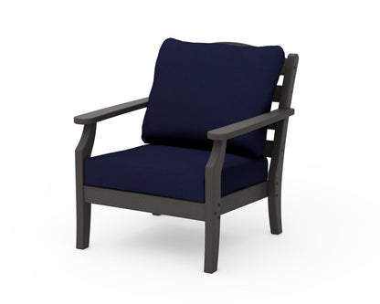 Draper James™ by  POLYWOOD® Savannah Deep Seating Chair in Vintage Coffee / Navy