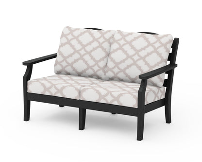 Draper James™ by  POLYWOOD® Savannah Deep Seating Loveseat in Black / Trellis Dune Burlap