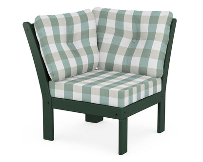 POLYWOOD® Vineyard Modular Corner Chair in Green / Buffalo Plaid Glacier Spa