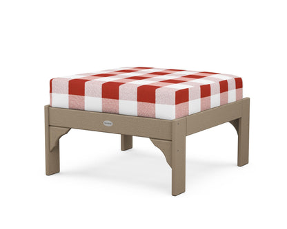 POLYWOOD¬Æ Vineyard Deep Seating Ottoman in Vintage Sahara / Buffalo Plaid Crimson