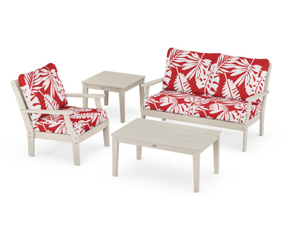 POLYWOOD® Braxton 4-Piece Deep Seating Set in Sand / Leaf Crimson