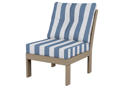POLYWOOD® Vineyard Modular Armless Chair in Vintage Sahara / Cabana Stripe Sky Blue