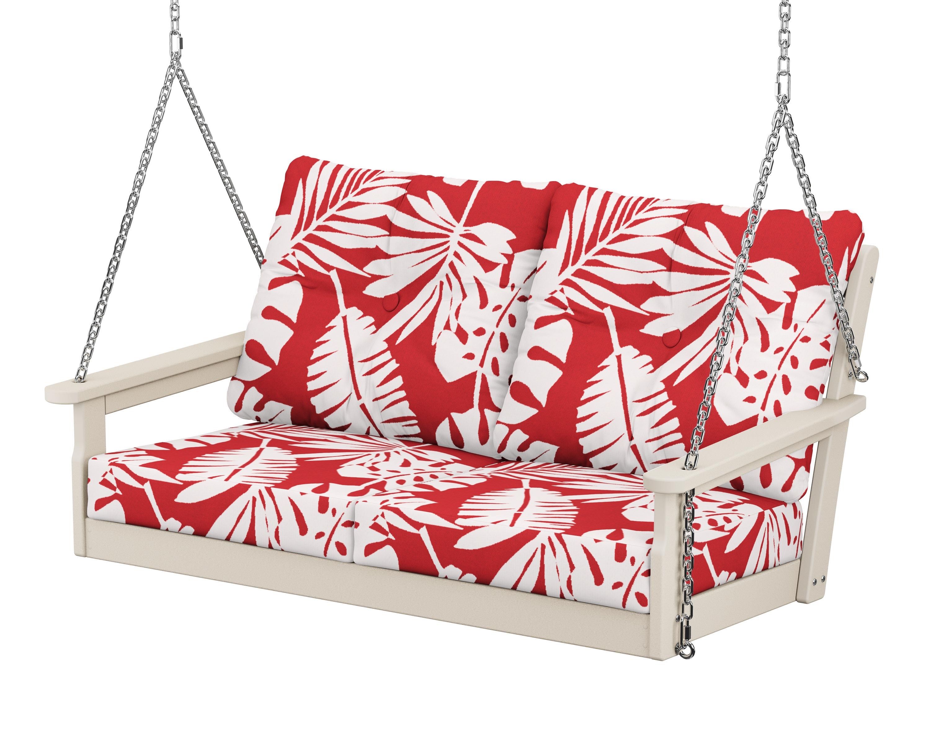 POLYWOOD® Vineyard Deep Seating Swing in Sand / Leaf Crimson