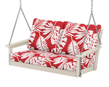 POLYWOOD® Vineyard Deep Seating Swing in Sand / Leaf Crimson
