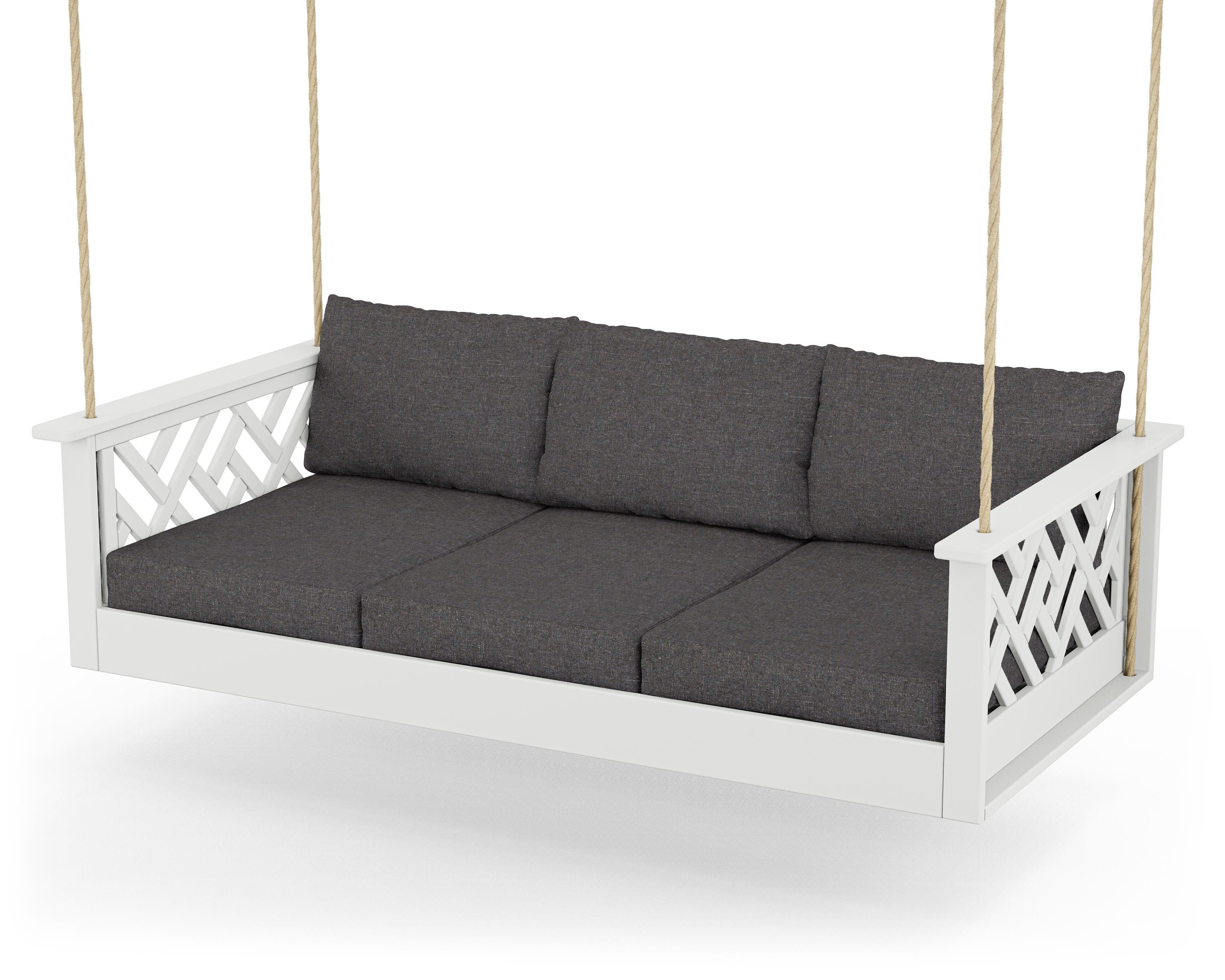 POLYWOOD® Chippendale Daybed Swing in White / Ash Charcoal