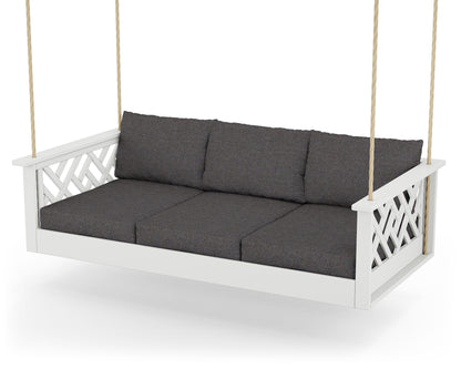POLYWOOD® Chippendale Daybed Swing in White / Ash Charcoal