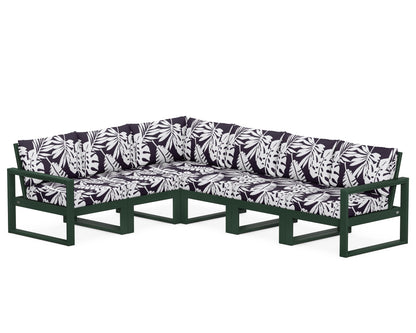 POLYWOOD® EDGE 6-Piece Modular Deep Seating Set in Green / Leaf Navy