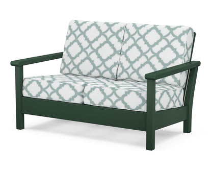 POLYWOOD® Harbour Deep Seating Loveseat in Green / Trellis Glacier Spa