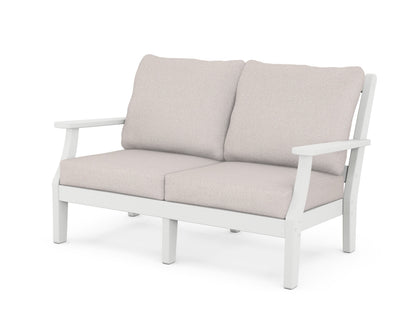 Martha Stewart by POLYWOOD® Chinoiserie Deep Seating Loveseat in White / Dune Burlap