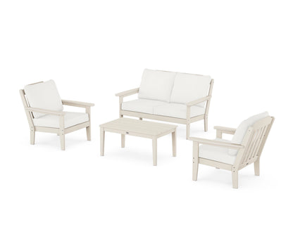 Country Living Cottage 4-Piece Deep Seating Set with Loveseat in Sand / Natural Linen