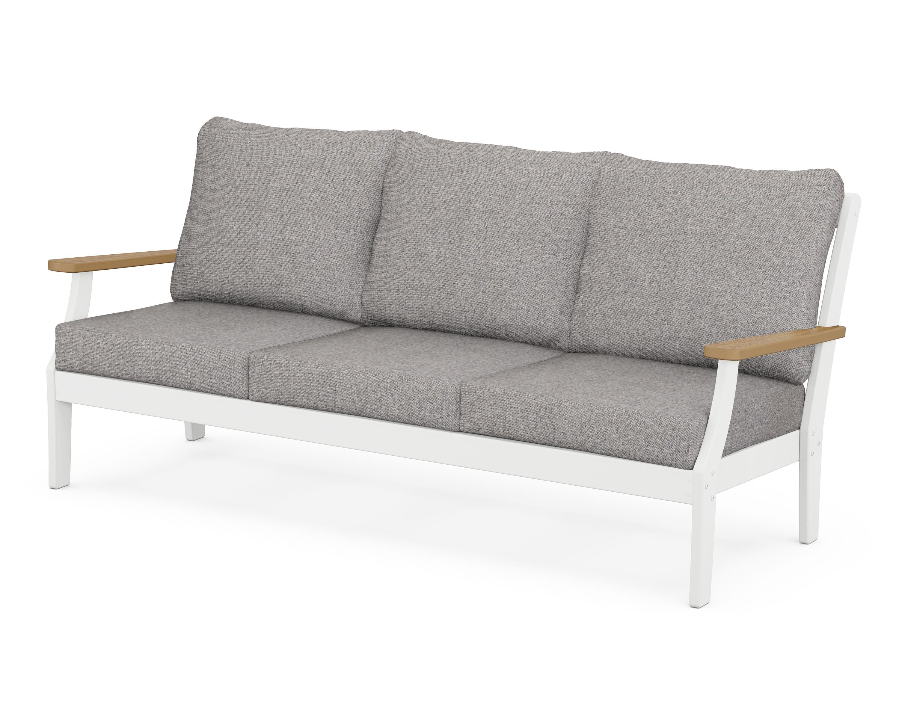 POLYWOOD® Braxton Deep Seating Sofa in White / Natural / Grey Mist