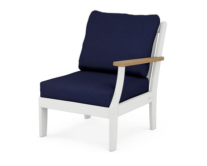POLYWOOD® Braxton Modular Right Arm Chair in White / Natural / Navy