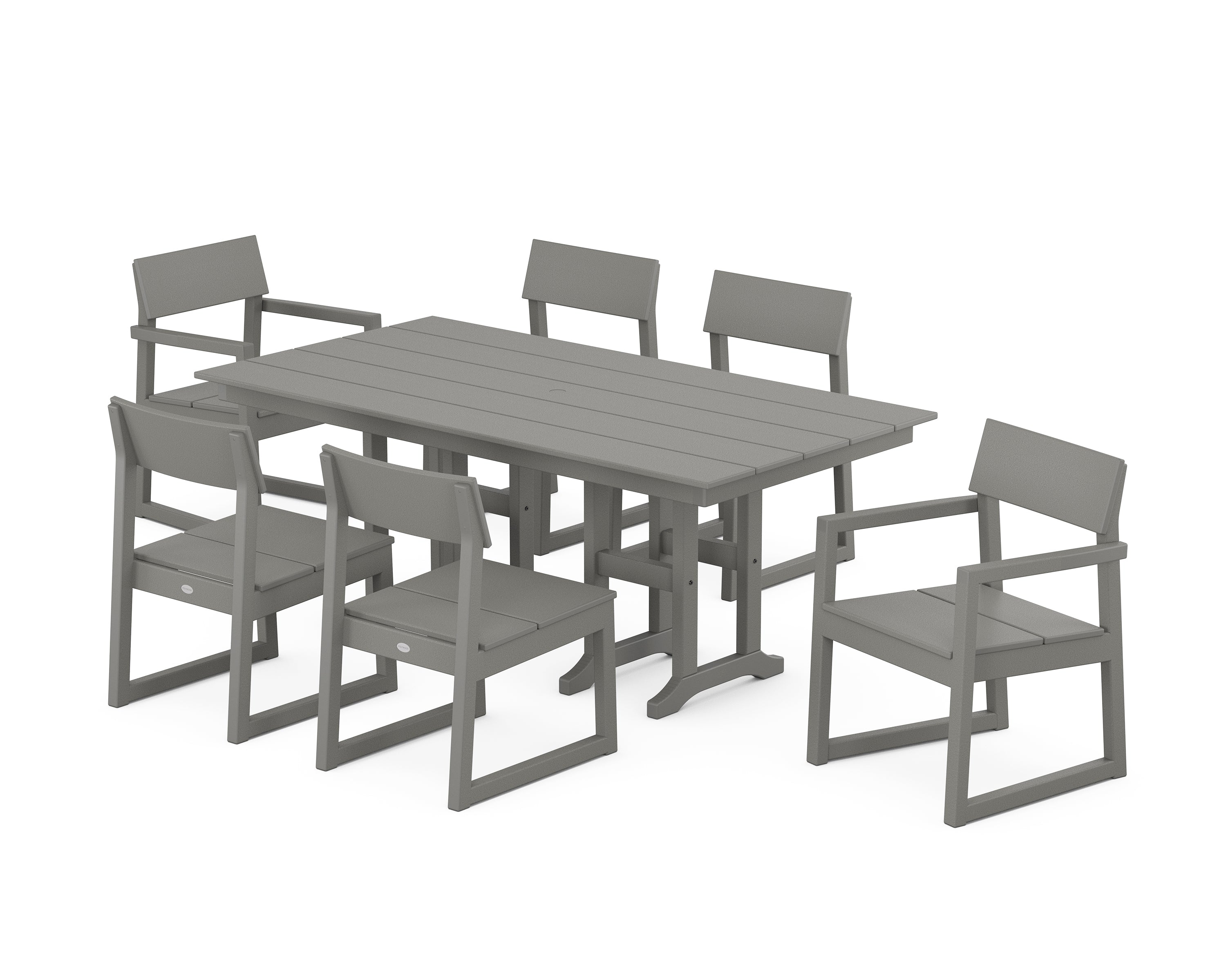 POLYWOOD® EDGE 7-Piece Farmhouse Dining Set in Slate Grey