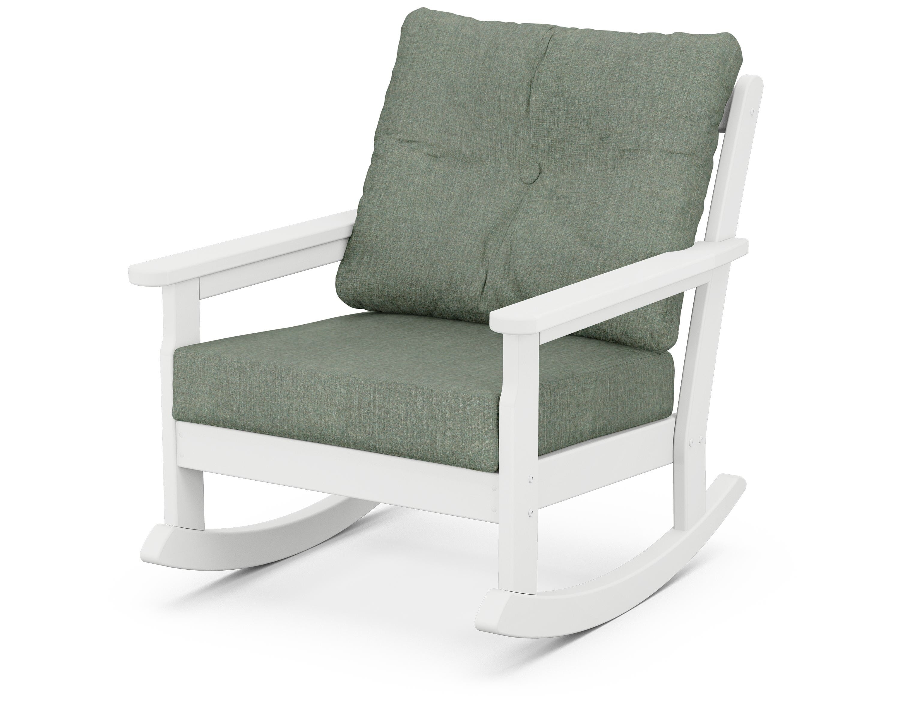 POLYWOOD® Vineyard Deep Seating Rocking Chair in White / Cast Sage