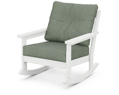 POLYWOOD® Vineyard Deep Seating Rocking Chair in White / Cast Sage