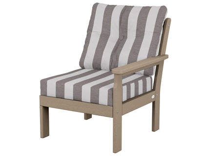 POLYWOOD® Vineyard Modular Right Arm Chair in Vintage Sahara / Cabana Stripe Grey Mist