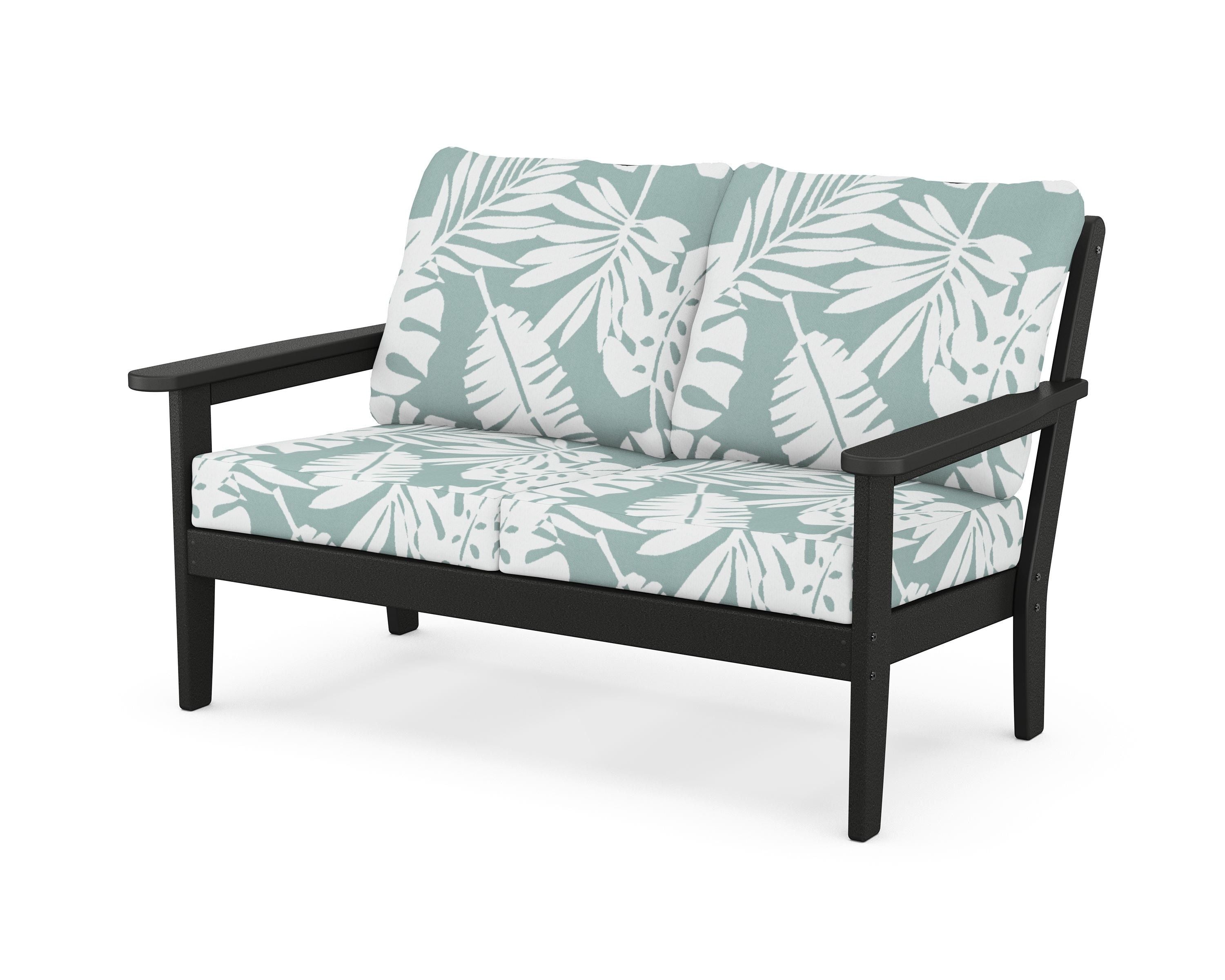 Country Living Cottage Deep Seating Loveseat in Black / Leaf Glacier Spa