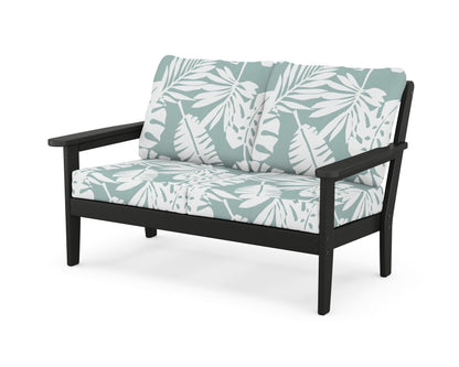 Country Living Cottage Deep Seating Loveseat in Black / Leaf Glacier Spa