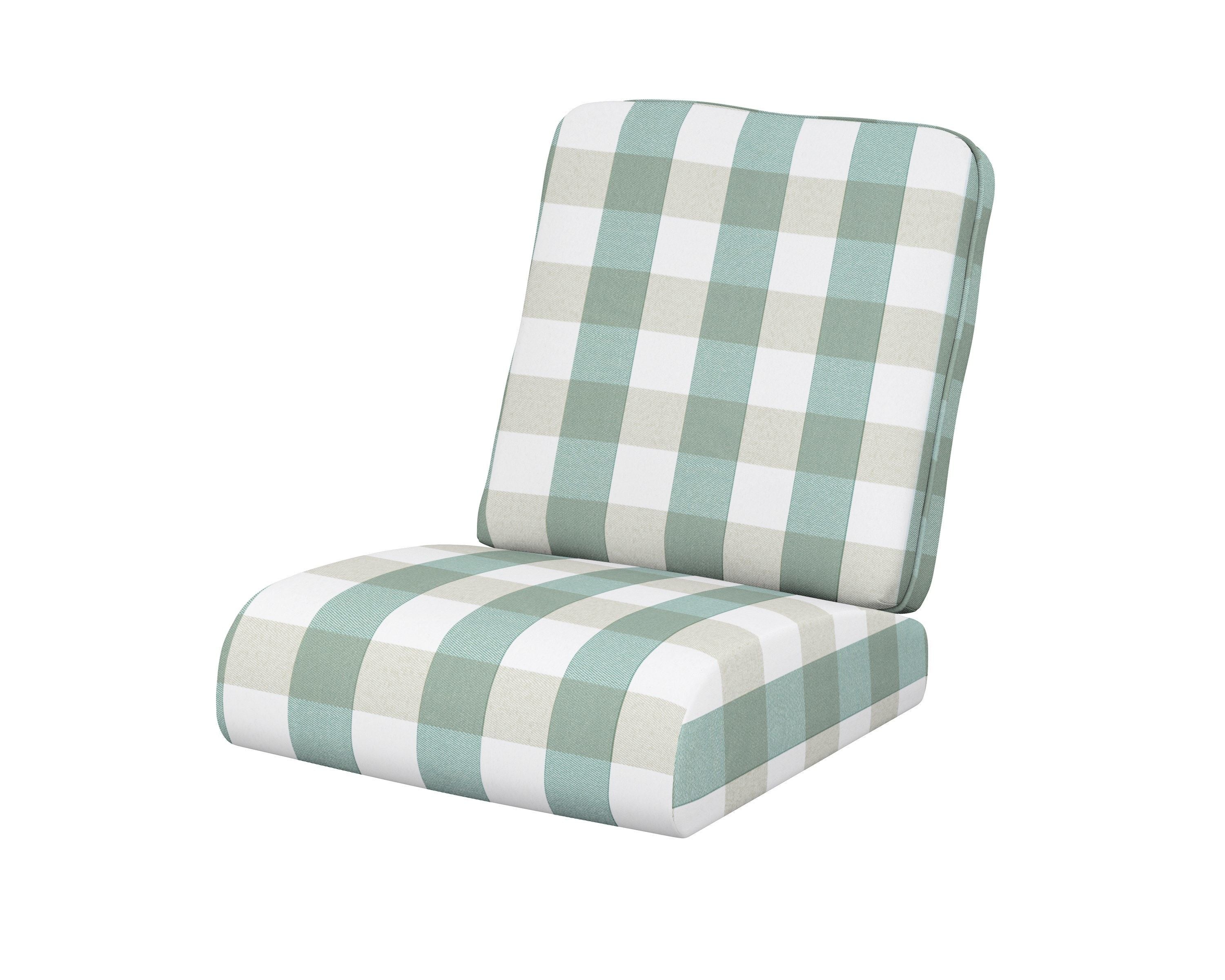 POLYWOOD® Club Seat/Back Cushion in Buffalo Plaid Glacier Spa