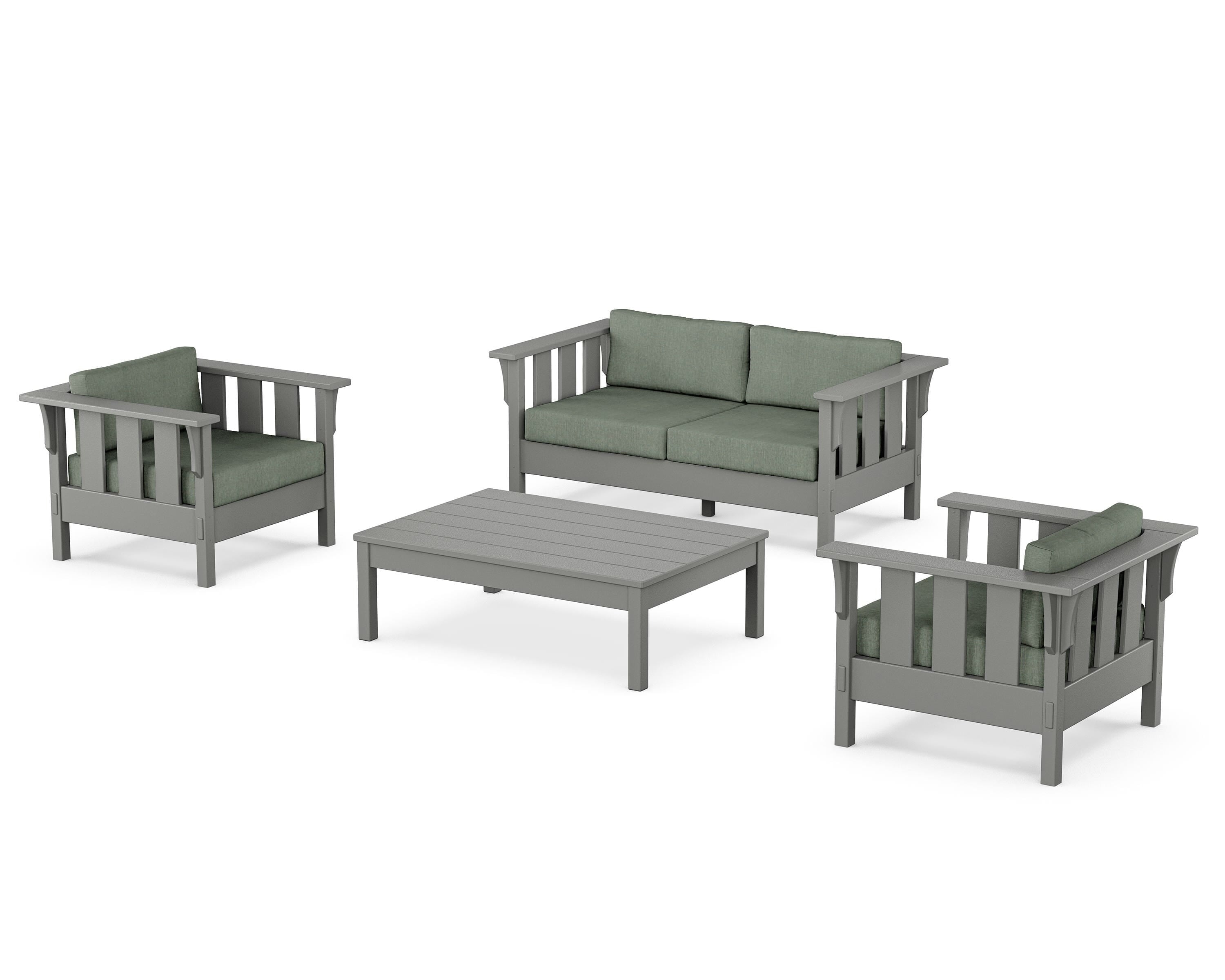 Martha Stewart by POLYWOOD® Acadia 4-Piece Deep Seating Set with Loveseat in Slate Grey / Cast Sage