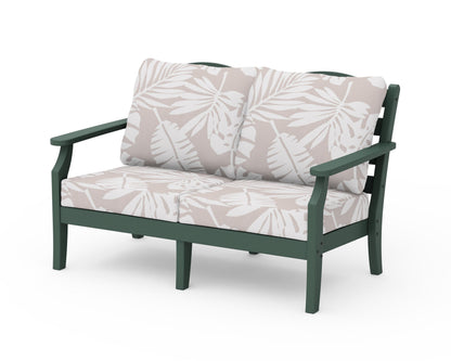 Draper James™ by  POLYWOOD® Savannah Deep Seating Loveseat in Green / Leaf Dune Burlap