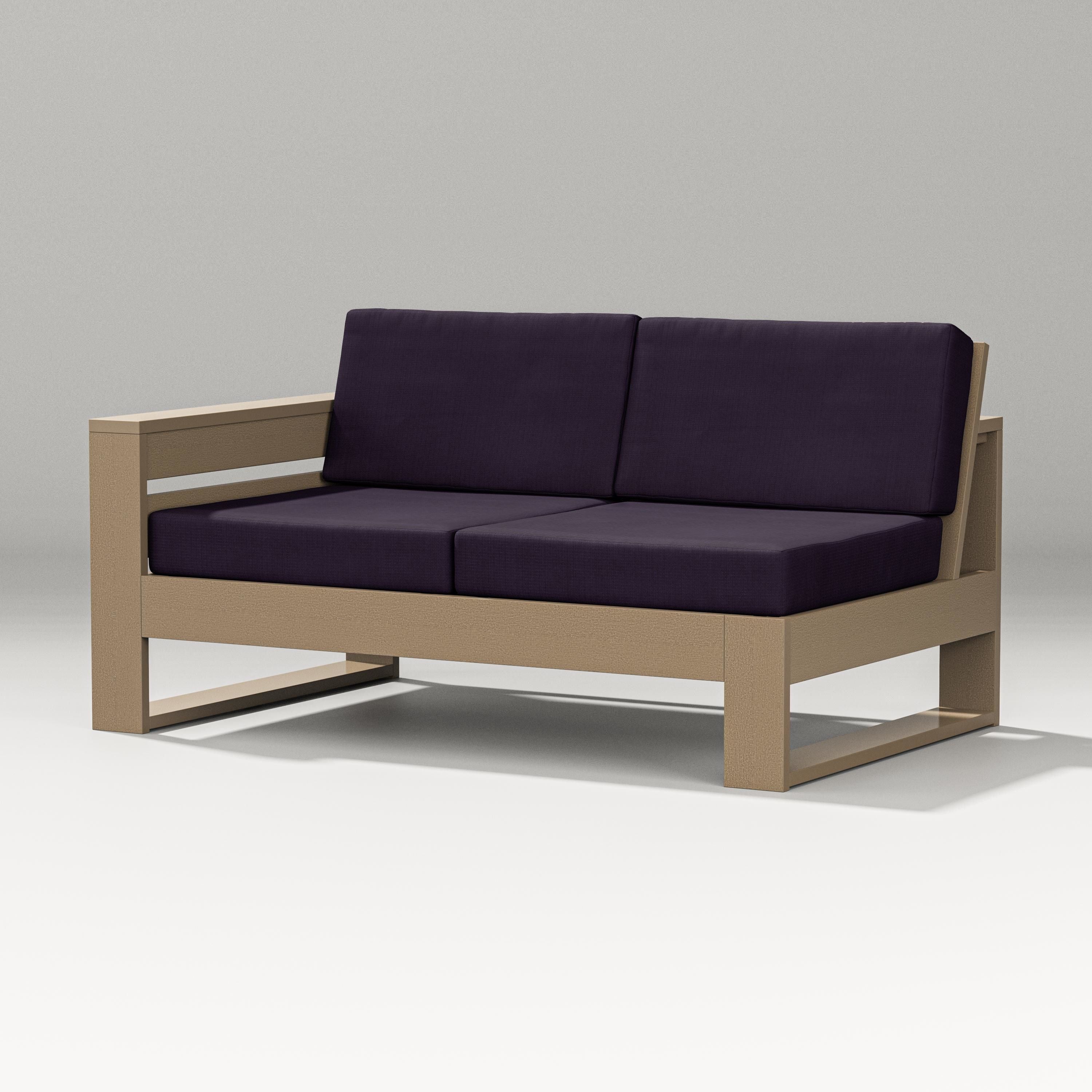 PW Designer Series Latitude Modular Left Arm Loveseat in Vintage Sahara / Navy Linen