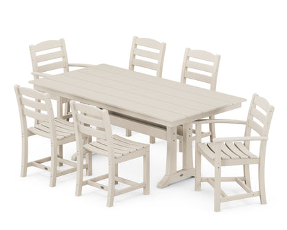 POLYWOOD® La Casa Café 7-Piece Farmhouse Dining Set with Trestle Legs in Sand