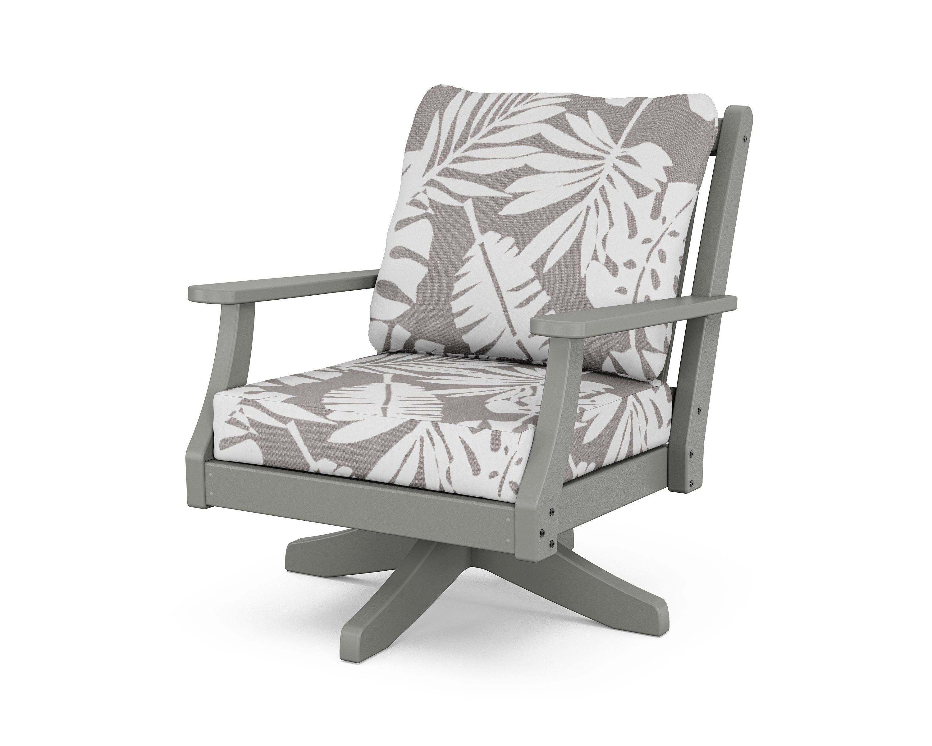Country Living Wovendale Deep Seating Swivel Chair in Slate Grey / Leaf Grey Mist