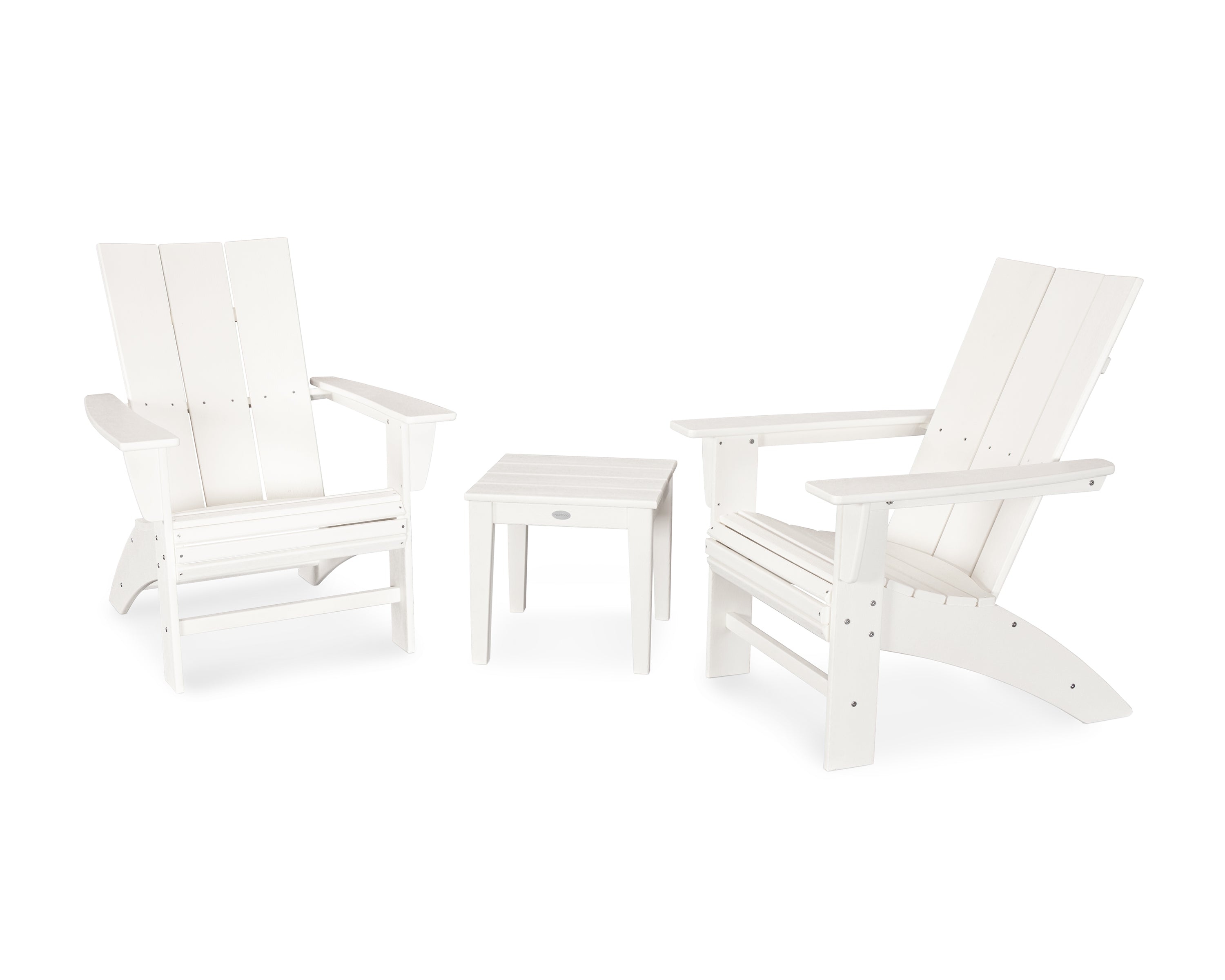POLYWOOD® Modern 3-Piece Curveback  Adirondack Set in White