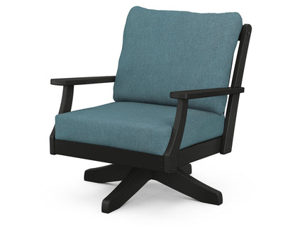 POLYWOOD® Braxton Deep Seating Swivel Chair in Black / Ocean Teal