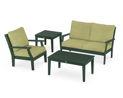 POLYWOOD® Braxton 4-Piece Deep Seating Set in Green / Chartreuse Boucle