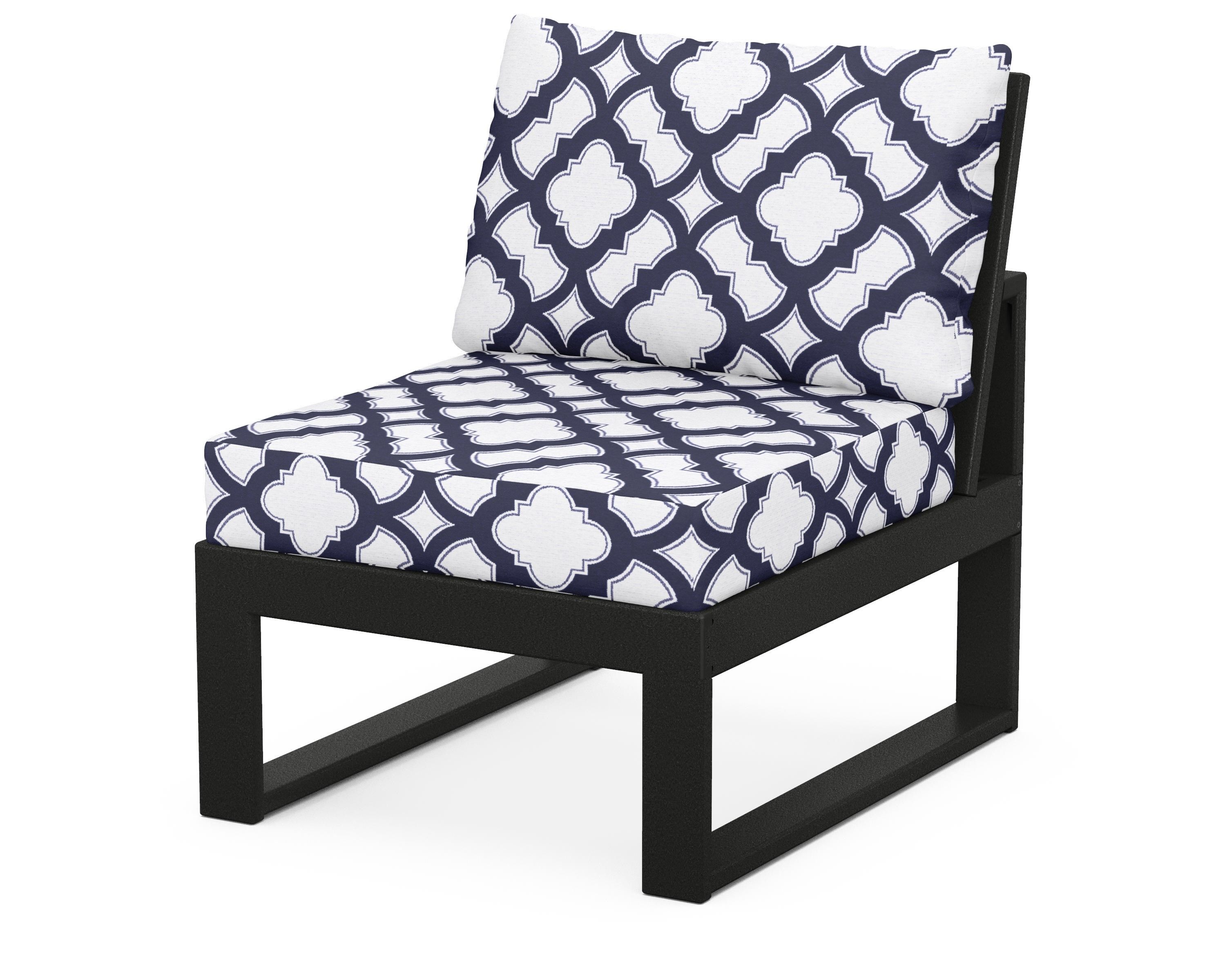 Unbranded Modular Armless Chair in Black / Trellis Navy