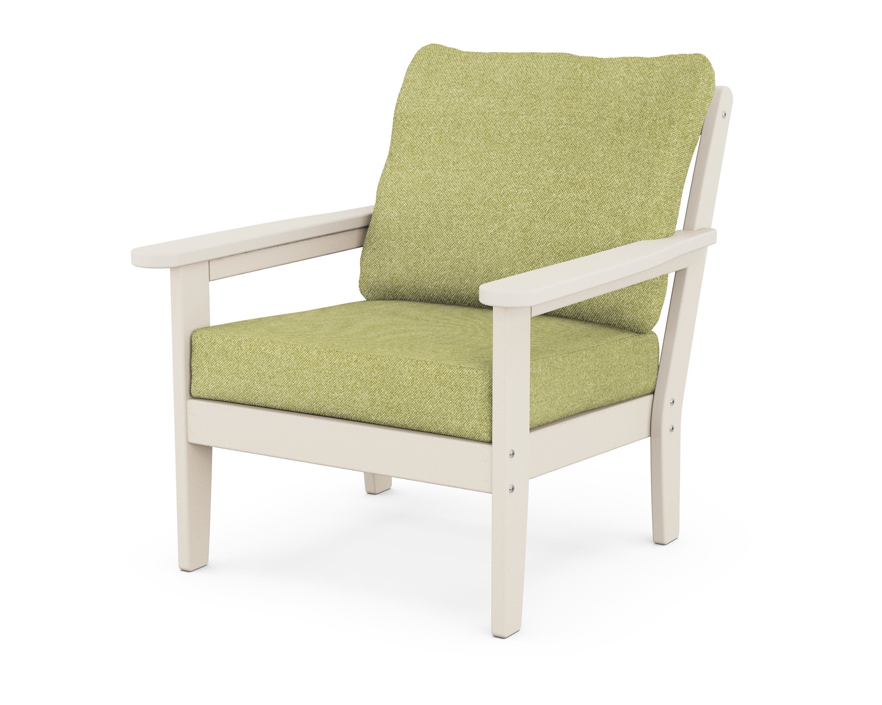 Country Living Cottage Deep Seating Chair in Sand / Chartreuse Boucle