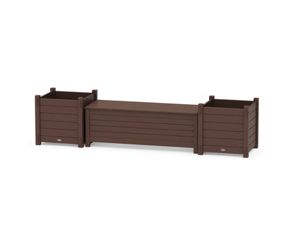 POLYWOOD® 48" Nautical Straight Planter Storage Bench Set- Large in Mahogany