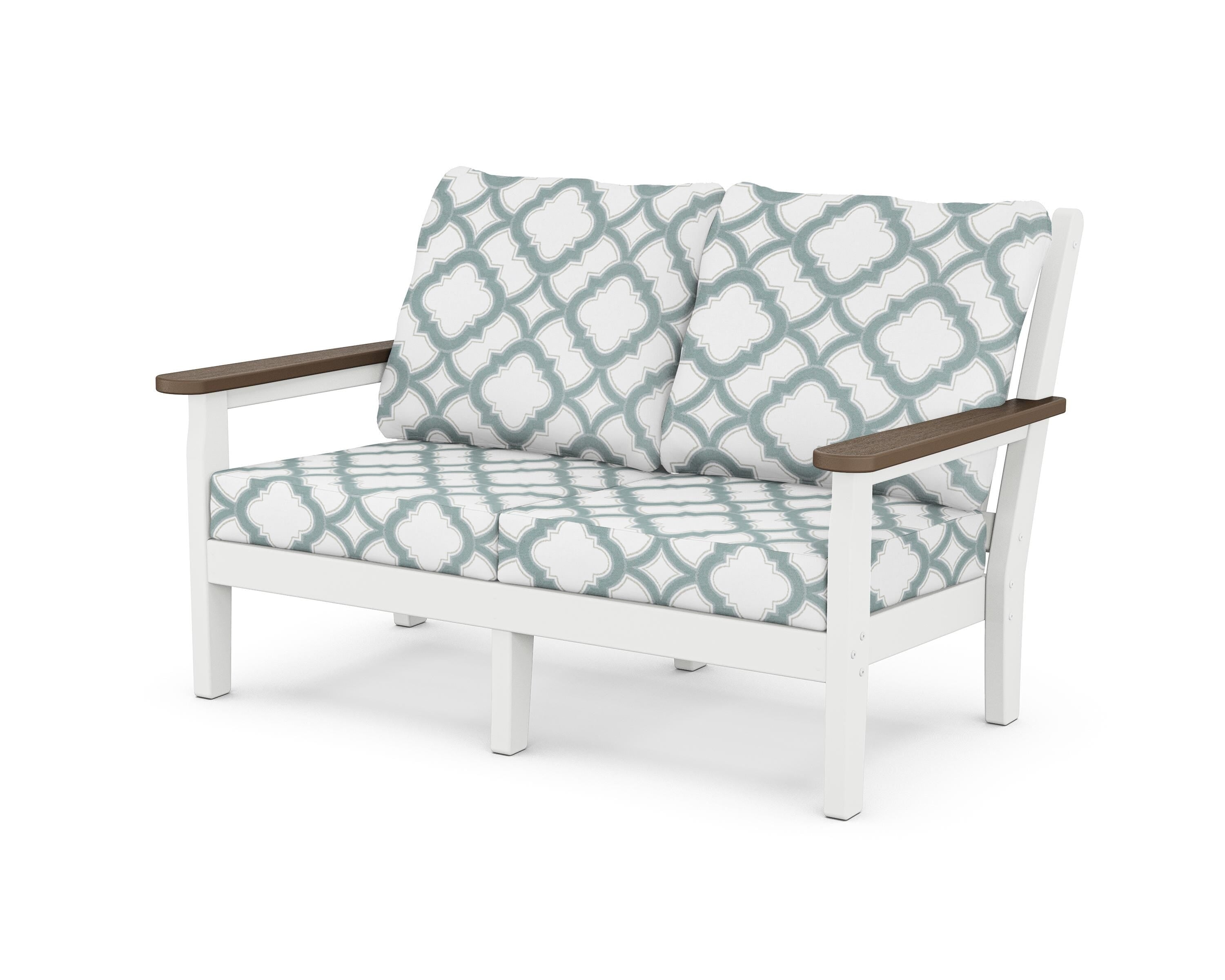 POLYWOOD® Chippendale Deep Seating Loveseat in White / Kona / Trellis Glacier Spa