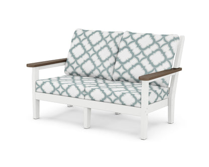 POLYWOOD® Chippendale Deep Seating Loveseat in White / Kona / Trellis Glacier Spa