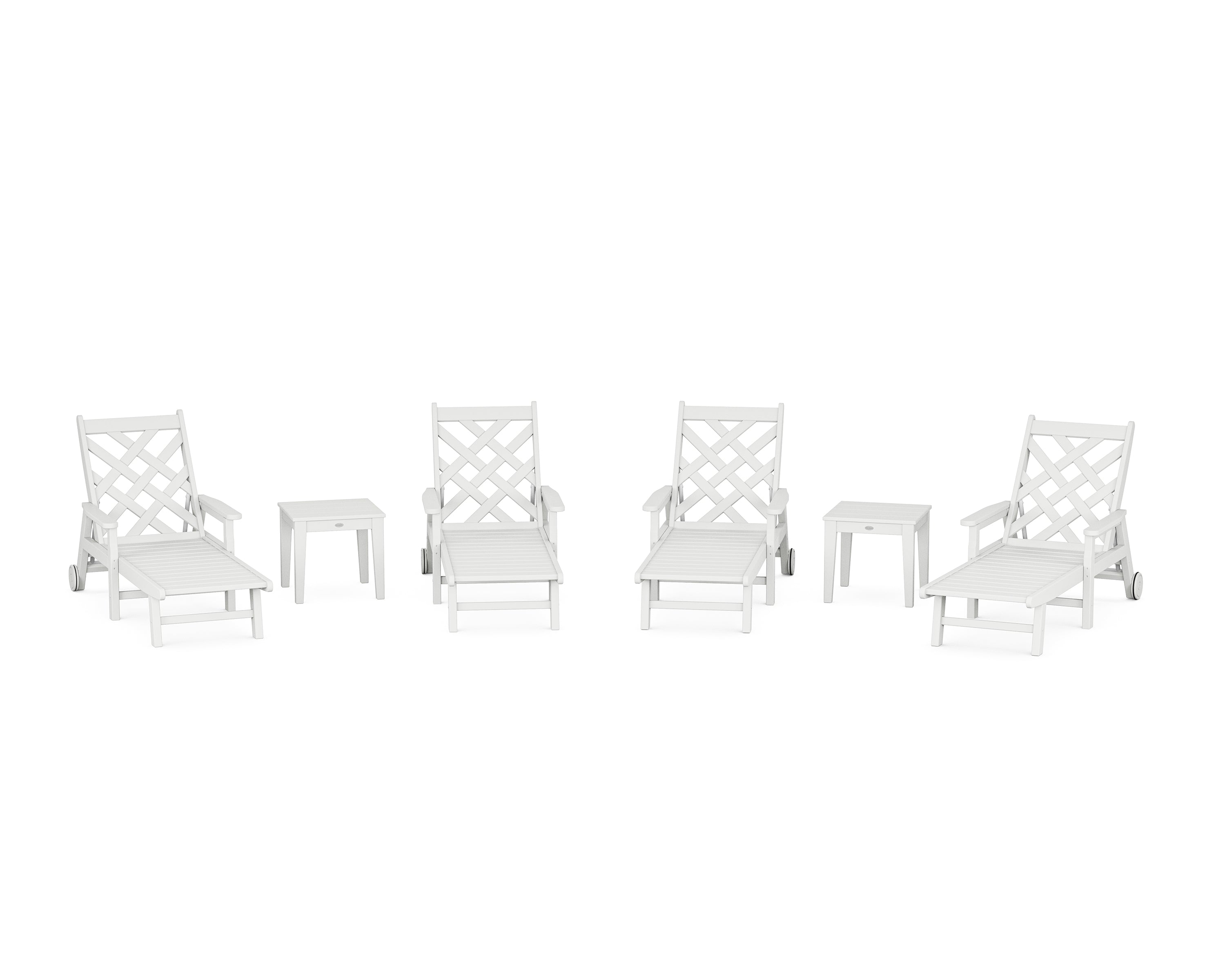 Country Living Wovendale 6-Piece Chaise Set with Arms and Wheels in White