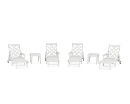 Country Living Wovendale 6-Piece Chaise Set with Arms and Wheels in White