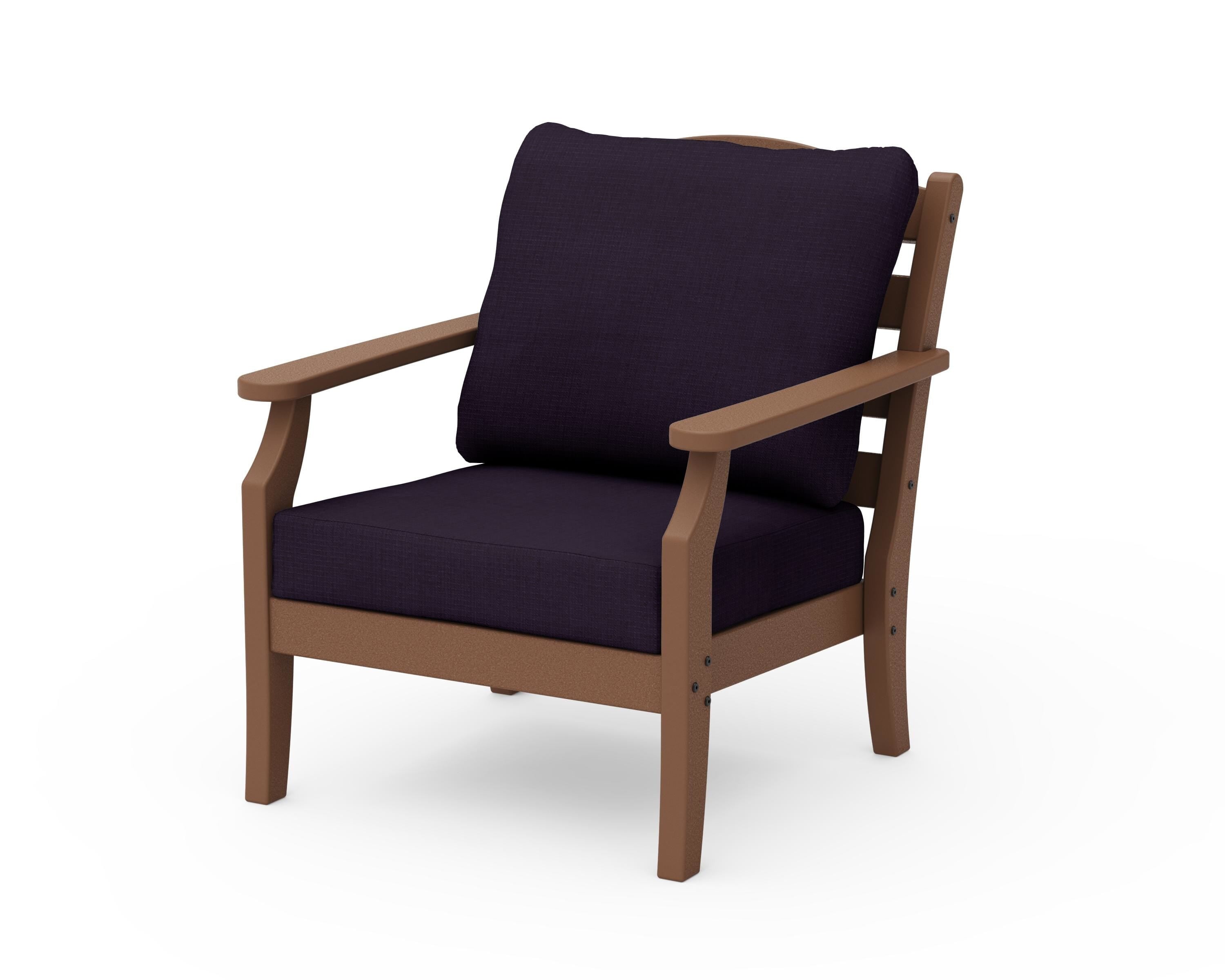 Draper James™ by  POLYWOOD® Savannah Deep Seating Chair in Teak / Navy Linen
